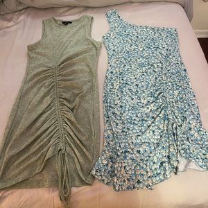 Two green dresses with ties to change length